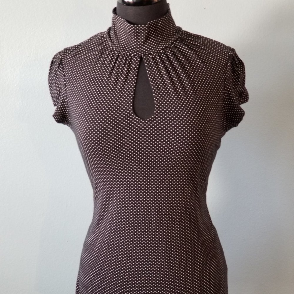 Black and white polka dot top with keyhole cutout
